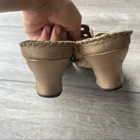 Clarks Artisan Perforated Leather Wedge Sandals - Picture 10 of 15